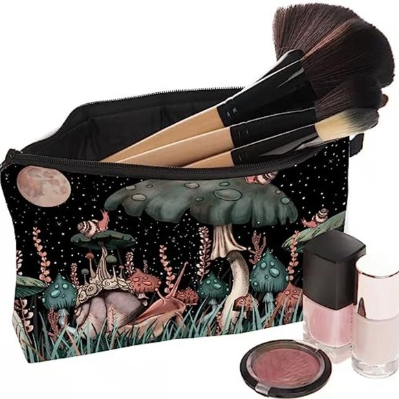 Mushrooms Snails Moon Makeup Bag New - Picture 3 of 8